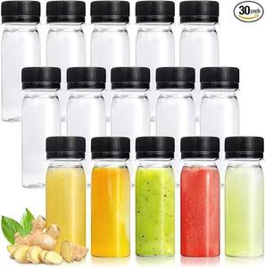 Botellas de Plástico Vacías Pequeñas de 2oz 60ml, 3oz 100ml, 4oz 120ml para Bebidas, Jugos, Bebidas Energéticas, Shots de Jengibre con Tapa - Product Image 1