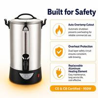 Chauffe-eau commercial 950W en acier inoxydable 304, capacité 40 tasses, pour café et restauration, avec fonction maintien au chaud
