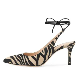 Shoe Sizes 2020 Tailingjia Slingback Pointed Toe Ladies Shoes With Light Zebra Horse Print Faux Suede For Women Party Dress Large Size