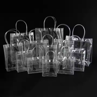 Sachet d'emballage alimentaire transparent en PVC de qualité alimentaire, personnalisable, avec fond carré, poignée de longueur standard et logo personnalisé, recyclable