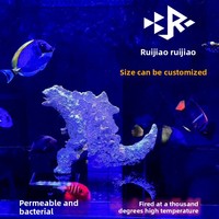 Décoration de Caverne pour Aquarium d'Eau Salée FOT, Pierre en Céramique Cuite à Haute Température pour Aménagement Paysager d'Aquarium, Godzilla King Kong Dragon Palace