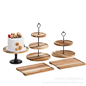 ชั้นวางขนมหวานไม้ทรงกลม 3 ชั้น ถาดผลไม้สำหรับงานวันเกิด แข็งแรงทนทาน - Product Image 5