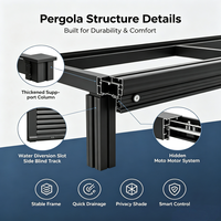 Pergola motorisée en aluminium à lames orientables avec écran latéral rétractable, imperméable, pour patio extérieur, gazebo, villa, piscine, résistance à la chaleur, 6 pieds
