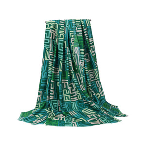 ผ้าพันคอผ้าไหมคอตตอนสองด้าน ลายตารางเขาวงกตสไตล์มินิมอลสำหรับฤดูหนาว ขนาด 180x90 ซม. ผ้าคลุมไหลอุ่นๆ สำหรับผู้หญิง - Product Image 4