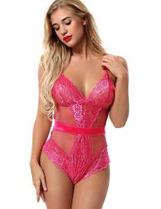 Kinseno Femmes <span class=keywords><strong>Sexy</strong></span> Une Pièce Résille Dentelle Body Corset Vintage Plus-Size <span class=keywords><strong>Lingerie</strong></span> Ensemble Chic Barboteuse S-4XL - Product Image 6