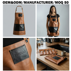 Tablier en cuir PU végétalien résistant à l'eau et aux taches, entièrement personnalisable avec logo OEM et marque privée, pour restaurants et cafés - Product Image 3