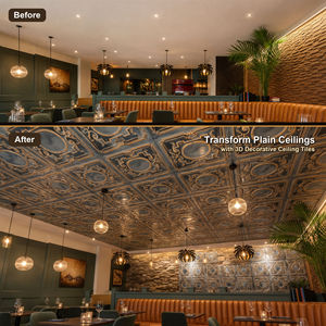 PAINTSDECOR Dekorative PVC-Deckenplatten 2x2 ft, Faux-Zinn geprägte, wasserdichte Wandpaneele für Luxushotels <span class=keywords><strong>PL15</strong></span> Rauchgold - Product Image 6