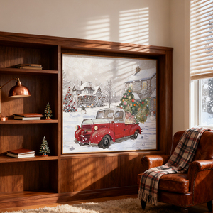 Personalizada Navidad coche pintura muñeco <span class=keywords><strong>de</strong></span> nieve pared arte lienzo impresión paisaje pinturas para decoración del hogar - Product Image 3
