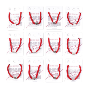 Bracelet en corde rouge tissé à la main, en acier inoxydable, à la mode, unisexe, bijoux cadeaux, paquet de 12 - Product Image 1