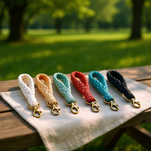 Porte-clés en corde de coton tressée colorée avec fermoir en alliage pour cadeaux et événements DingHong Z0042 - Product Image 2