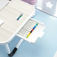 Bureau d'ordinateur portable multifonctionnel avec pieds en métal, tiroir et support pour téléphone, petite table de lit simple, table pliante pour dortoir