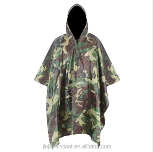 Imperméable en nylon ripstop léger imperméable personnalisé camouflage poncho de pluie multifonctionnel d'urgence durable