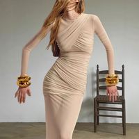 Dropshipping Robe plissée en maille Couleur solide Jupe longue Fabricant Jupe mince décontractée Usine directement