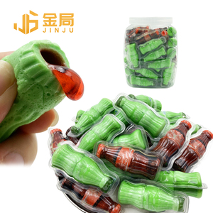 Custom Good Taste <span class=keywords><strong>mini</strong></span> bebida forma de botella masticar Caramelo Suave FIESTA DE Halloween Popular 3D <span class=keywords><strong>dulces</strong></span> caramelos de goma con mermelada rellena - Product Image 1