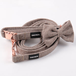 Set Harness, Kalung, dan Tali Anjing dari Katun Twill Lembut Warna Cokelat, Desain Khusus Produsen Hewan Peliharaan, Dapat Disesuaikan - Product Image 4