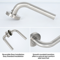 Poignée de porte en acier inoxydable 304 de style moderne certifiée ISO9001 ZEJING, en forme de L, argentée, pour chambre à coucher