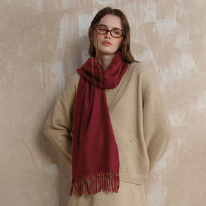 Solid Color Wool Scarf Thick Warm Tassel Unisex Autumn Winter Pashmina <b>Shawls</b> <b>Wraps</b> Accessories - Product Image 1