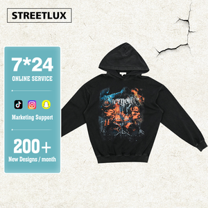 Streetlux Custom Sun Faded Sudadera con capucha de algodón 500GSM Acid Wash Distressed Oversized Men's Vintage Streetwear Collection - Product Image 1