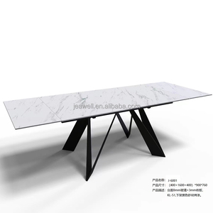 JEAWELL ensembles <span class=keywords><strong>de</strong></span> tables à manger extensibles modernes italiennes avec chaise <span class=keywords><strong>6</strong></span> pièces pour meubles <span class=keywords><strong>de</strong></span> maison pied en métal noir avec la meilleure qualité - Product Image 5