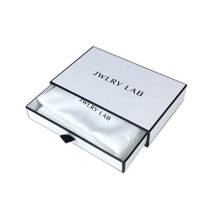 Simple Drawer Cardboard Jewelry Gift Box with Silk <b>Pouch</b> 2021 Custom Logo White Customized Accept CN;GUA Corrugated Board - Product Image 1