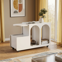 Table d'appoint mobile en bois au design unique et moderne, avec roulettes verrouillables, tiroir et plateau surélevé, pliable, pour la maison