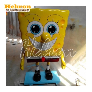 Escultura de dibujos animados personalizada de fábrica para exteriores, escultura de resina de fibra de vidrio de <span class=keywords><strong>Bob</strong></span> <span class=keywords><strong>Esponja</strong></span>, decoración para centros comerciales y parques - Product Image 1