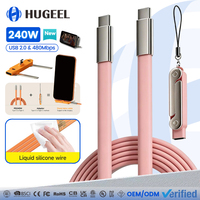 Cable USB C de 240W al por mayor de fábrica, cable de carga rápida tipo C, cable de datos trenzado con PD y E-Marker, OEM personalizado para teléfono, laptop y tablet.