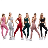 Ensemble 2 pièces Xiaxi pour femme : débardeur de sport/yoga respirant et infroissable en Spandex/Nylon à taille haute et pantalon long moulant