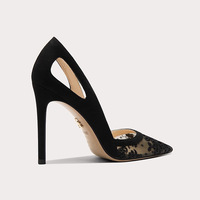 Escarpins pour femmes 2024 à bout pointu et fermé, à talons aiguilles, en dentelle et résille, à bride arrière, à enfiler, élégants pour mariage et soirée