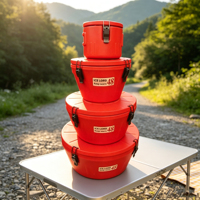 Vente d'usine : Ensemble de 4 glacières isothermes rouges (6L, 20L, 40L, 60L) pour boissons, seau à glace pour le camping et le stockage d'eau chaude