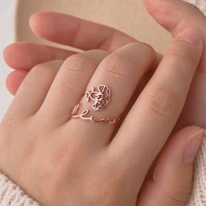 แหวนรูปดอกไม้สำหรับวันเกิดของขวัญสั่งทำแหวนชื่อตัวอักษรภาษาอังกฤษ - Product Image 2