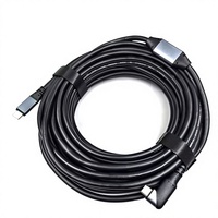 LUNG KAY 10M Kabel USB C ke USB C Sudut Kanan dengan Repeater Pengisian Cepat 100W Transfer Data 4K60Hz untuk Laptop, Ponsel, Kamera