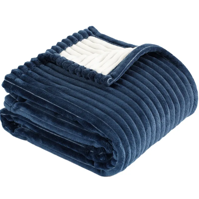 High Quality Lightweight Cozy Soft Plush Microfiber Blue Flannel Fleece Throw Blankets King Size Fleece Blanket For Summer