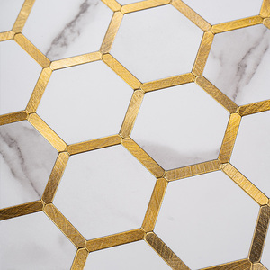 Chất lượng tốt bán buôn nội thất mạnh mẽ dính nhà bếp backsplash vỏ và dính nhôm hình lục giác Gạch Mosaic - Product Image 2