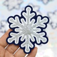 Patch Glitter Salju Musim Dingin, Aplikasi Felt Natal, Bordir Tempel Setrika, Dekorasi Liburan Natal, Pabrik OEM