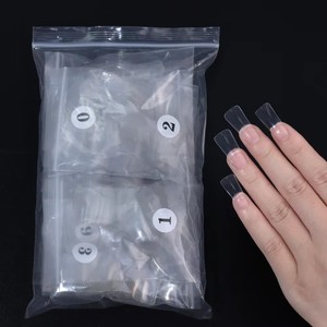 Aillsa 500 Uds./Bolsa Puntas de <span class=keywords><strong>Uñas</strong></span> de Media Cobertura Personalizadas, <span class=keywords><strong>Uñas</strong></span> Postizas Francesas XL, Extensión Acrílica, Puntas Transparentes Tipo Pata de Pato - Product Image 4