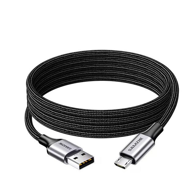 SAMZHE 1m Black Braiding Nylon USB-A Micro USB 2A Charging Data Cable USB2.0 Pure Copper Conductor for Mobile Phone Power Bank