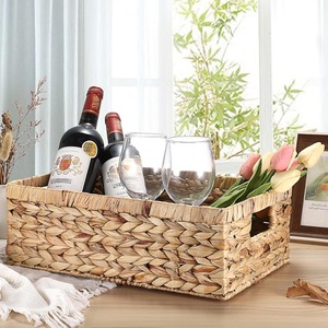 Decorative Hand Woven Water Hyacinth Storage Baskets Natural Water Hyacinth Storage Baskets For Pantry <b>Shelf</b> Closet Organizer - Product Image 1