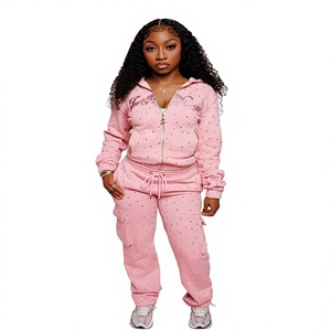 Conjunto de Sudadera con Capucha y Estampado de Puntos Rosas, Chándal Casual de Dos Piezas para Mujer, Ropa de Otoño - Product Image 6