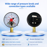 High Precisionvibration Resistant Brass Connection Industrial Manometer 100mm Electric Contact Pressure Gauge