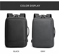 Sac à dos pour ordinateur portable avec logo personnalisé, tissu Oxford en polyester 600D, revêtement PU mat, fermeture éclair, port de charge USB