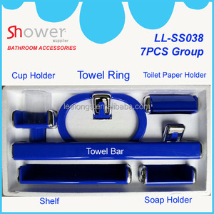 LL-SS038B Multicolore Maroc Bleu Couleur 7 pièces PS Ensemble D'accessoires De Salle de Bains Pour La Toilette - Product Image 3