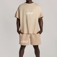 Celana Pendek Kasual Uniseks OEM, Set Kaus dan Celana Pendek Kain Kualitas Tinggi Logo Kustom