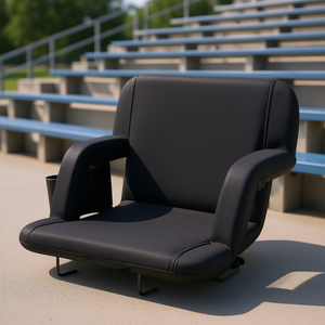 Portable <b>Reclining</b> Stadium <b>Seat</b> With Cupholder Folding Padded Sponge Cushion Theater Furniture - Product Image 2