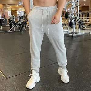 Spor giyim erkekler ucuz toptan gri boş eğitim sweatpants özel logo spor pantolon uzun eşofman altları