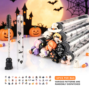 Cepillo de pestañas y cejas desechable con diseño de Halloween, pincel de maquillaje flexible con tapa decorativa - Product Image 4