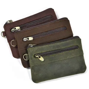 Unisex Cow Leather Zipper Wallet Custom High Quality Coin Wallet