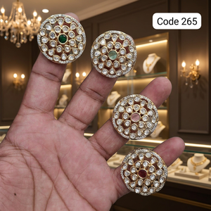 Anillo Floral de Lujo Chapado en Oro con Circonita Cúbica Kundan para Mujer, Ajustable, para Bodas y Fiestas, Joyería de Moda - Product Image 2