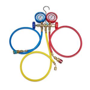 Kit de manomètres à collecteur en laiton TWH avec jauge de niveau et tuyau pour la climatisation et la réfrigération (plage de 0 à 800 psi/30 à 500 psi) - Product Image 4