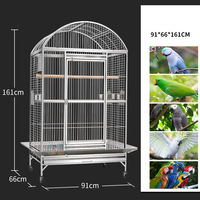 Cage à oiseaux en acier inoxydable 304 extra large à motif solide avec fermeture à bouton pour l'élevage de perroquets Villa